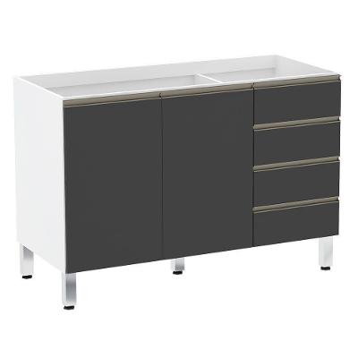 Balcão De Pia Sem Tamp 120cm Branco Com Preto Txt