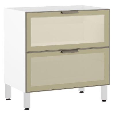 Balcão Sem Tampo 80cm Basculante Com Vidro Reflecta Bronze Luciane Branco
