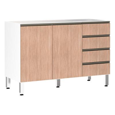 Balcão De Pia Sem Tamp 120cm Branco Com Cumaru