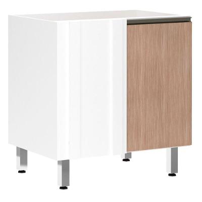 Balcão Sem Tampo Canto Reto 80cm Branco Com Cumaru