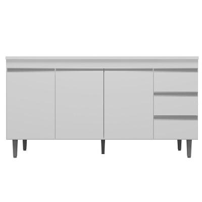 Balcão De Pia Cozinha 3 Portas 150 Cm Branco S/Tampo