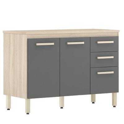 Balcão De Cozinha 3 Portas 120cmMiss Touch Grafito 93222