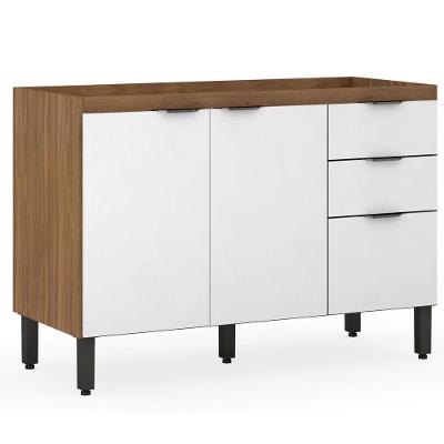 Balcão De Cozinha 3 Portas 120Cm Amêndola Touch Branco