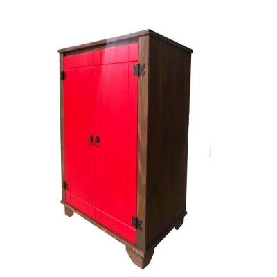 Balcão 80cm 2 Portas Detalhes Em Vermelho De Madeira Maciça Móveis Rio Negrinho
