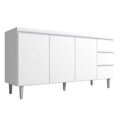 Balcão Gabinete Para Pia 160cm Com Tampo 3 Portas Andréia Branco - Ajl Móveis