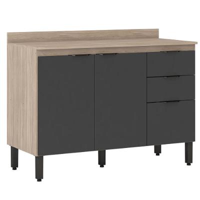 Balcão De Cozinha 3 Portas 120Cm Firenze Avena Touch Grafito