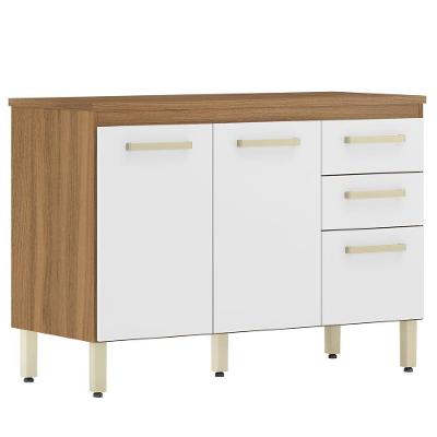 Balcão De Cozinha 3 Portas 120cmMiss Amêndola Touch Branco