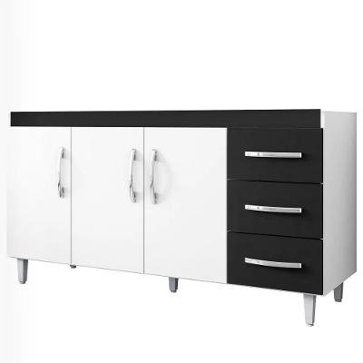 Balcão Pia 3 Portas 3 Gavetas 160 Cm D'w Preto