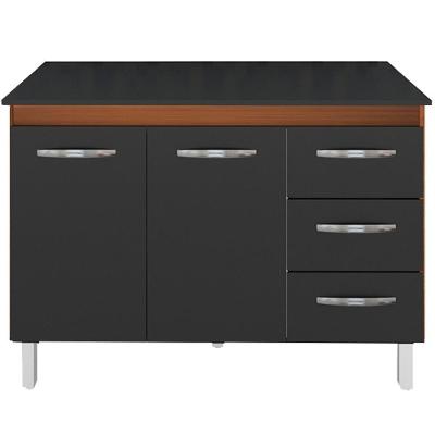 Balcao Com Tampo 120cm 9110x9300 Savana Preto Mobbs Savana Preto