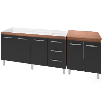 Balcao Pia 160cm E Multiuso 2 Portas 70cm Savana Preto Mobbs Savana Preto
