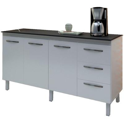 Balcao Com Tampo 160cm 9140x9320 Branco Preto Mobbs Branco Preto