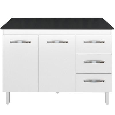 Balcao Com Tampo 120cm 9110x9300 Branco Preto Mobbs Branco Preto