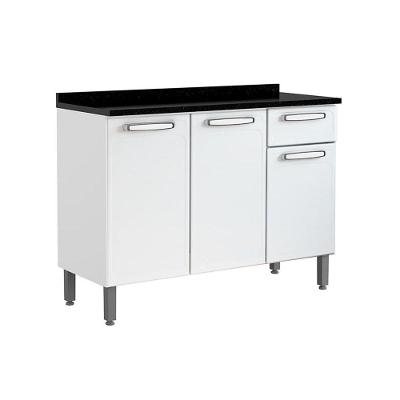 Balcão de Cozinha Modulado  Evidence 7122 3 Portas e 1 Gaveta c/ Tampo Branco - Bertolini