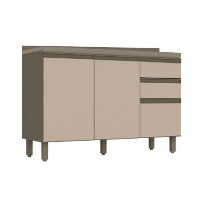 Balcão de Cozinha Connect 3 Portas e 2 Gavetas c/ Tampo Duna/Cristal - Henn
