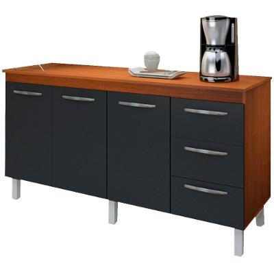 Balcao Com Tampo 150cm 9130x9310 Savana Preto Mobbs Savana Preto