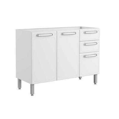 Balcão de Cozinha Modulado  Evidence 7024 3 Portas 2 Gavetas s/ Tampo Branco - Bertolini