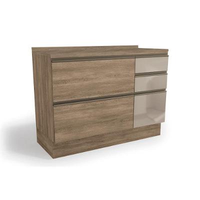 Balcão de Cozinha Modulado  Maxxi G747 1 Porta e 4 Gavetas c/ Vidro + Tampo Nogal - Kappesberg