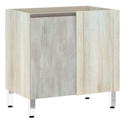 Balcão Sem Tampo Canto Reto Luciane 80cm Luci Legno Crem e Concreto