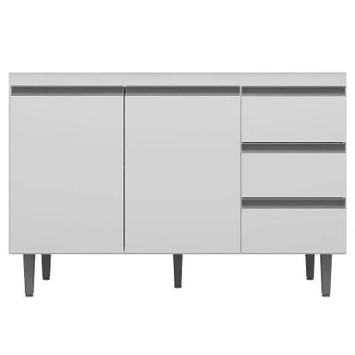 Balcão De Pia 100Cm 2 Portas 3 Gavetas Andréia Preto
