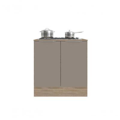 Balcão Cooktop 0,80Cm C/ Tampo Ferrara Carvalho Oak/Fume