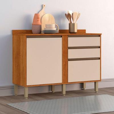 Balcão Pérola Em Mdp Com 2 Portas Sallêto Cinamomo/ Off White