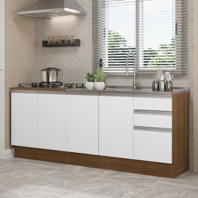 Kit Com 2 Balcões De Cozinha Madesa Glamy 4 Portas 3 Gavetas (sem Tampo E Pia) - Rustic/branco Rustic/branco