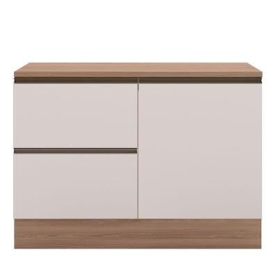 Balcão Com Tampo 120cm 1 Porta 3 Gavetas Etna Poliman Carvalho Oak E Off White