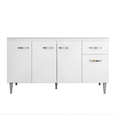 Balcão Gabinete Para Pia 150cm 4 Portas 1 Gaveta Gabriela Branco/preto Flex - Ajl Móveis