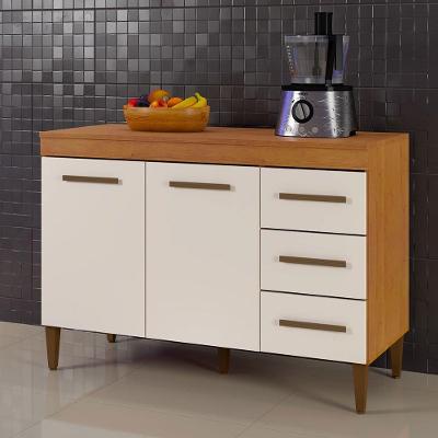 Balcão De Cozinha Com Tampo 2 Portas 3 Gavetas Virtus Nature/off White