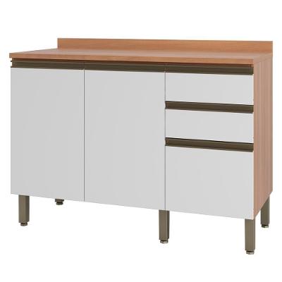 Balcão Bárbara 1200mm 2 Portas 3 Gavetas Freijó E Branco