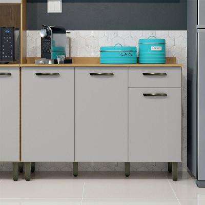 Balcão De Cozinha 3 Portas 1 Gaveta 120 Cm Zafira Valdemóveis Cinamomo/off White