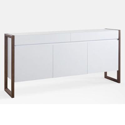 Buffet Quadro 3 Portas 2 Gavetas Largura 180cm Laca Branca