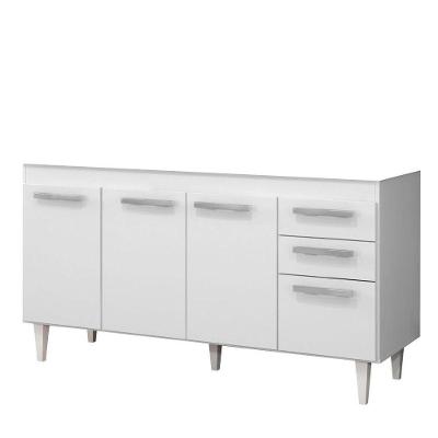 Balcão Gabinete de Pia 150cm 2 Gavetas 4 Portas Lis Branco
