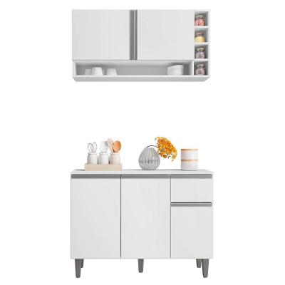Balcão Gabinete De Cozinha E Armário Aéreo Vanessa Branco - Desk Design