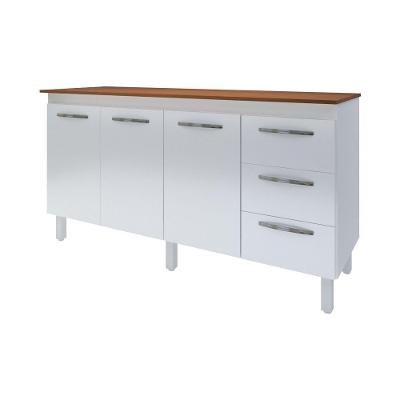 Kit Balcão Cozinha Gabinete 157cm Branco Savana