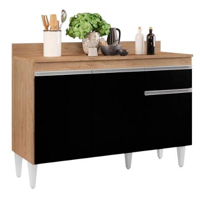 Balcão 01 Gaveta Vick 120Cm Castanho Preto