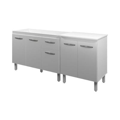 Armário Cozinha 120Cm Com Balcão Multiuso Branco
