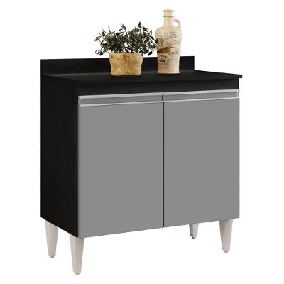 Balcão 02S Sara 80Cm Preto Cinza
