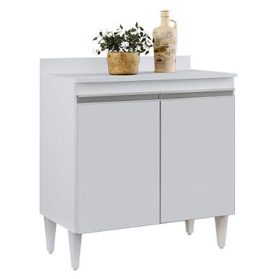 Balcão De Cozinha Com Tampo 02S Sara 80Cm Branco