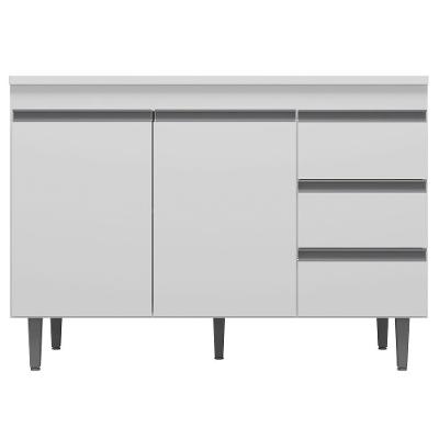 Balcão Gabinete Cozinha 100cm Com Tampo 2 Portas Branco