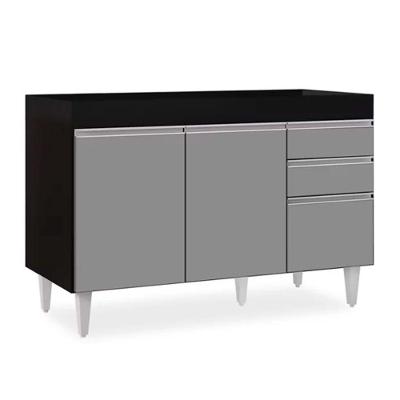 Balcão 02 Gavetas 120Cm Preto Cinza