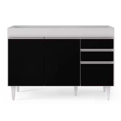 Balcão 02 Gavetas 120Cm Branco Preto