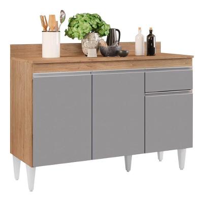 Balcão 01 Gaveta Vick Castanho Cinza 120Cm