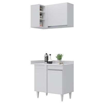 Balcão 1 Porta Denver E Armário Aéreo Austin De Canto Flex Branco - Lumil