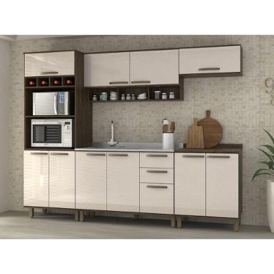 Cozinha 5 Pçs Armários E Balcões Castanho Com Pérola Off