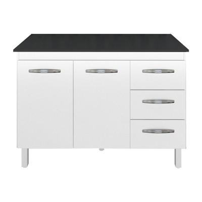 Kit Balcão Cozinha Gabinete Bianca 118cm Branco Bianca Preto