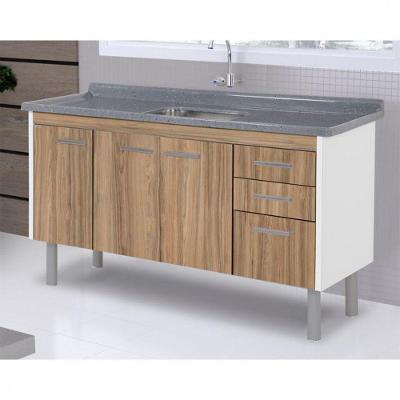 Balcão Rorato Valenza 3 Portas 3 Gavetas Branco/nogal Sevilha