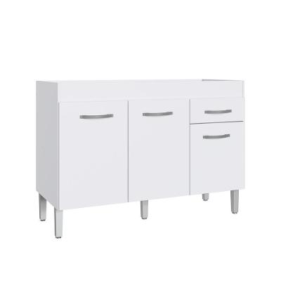 Balcão De Cozinha 3 Portas 1 Gaveta 1,20m New Joy Decibal Branco