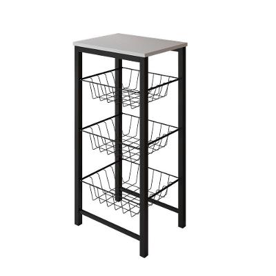 Fruteira De Chão Cozinha Montada Aço Preto Tampo Branco Roma - Cor: Branco