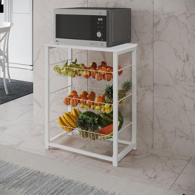 Fruteira Com Suporte Para Micro-Ondas Barcelona Aço Branco Cesto Branco Tampo Branco Cor: Branco